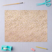 ピーチピンク金ゴールドグリッツスパークルヒョウ印刷 薄葉紙 (クラフト)