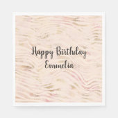 ピーチピンク金ゴールドゼブラプリント スタンダードランチョンナプキン (正面)