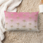 ピーチピンク金ゴールドトロピカルパームツリーズ ランバークッション (ブランケット)