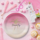 ピーチピンク金ゴールドトロピカルパームツリー ペーパープレート (パーティー)