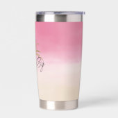 ピーチピンク金ゴールドトロピカルパームツリー 保温保冷タンブラー (左面)