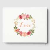 ピーチピンク金ゴールドバラ結婚リースのゲストブック ゲストブック (裏面)