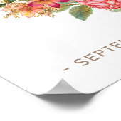 ピーチピンク金ゴールドバラ結婚リースの歓迎サイン ポスター (角)