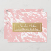 ピーチピンク&フェイク金ゴールドシックサロンイベントはがき ポストカード (正面/裏面)