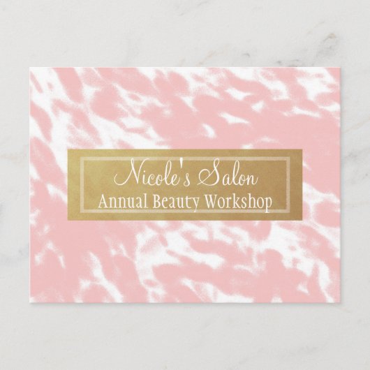 ピーチピンク&フェイク金ゴールドシックサロンイベントはがき ポストカード (正面)