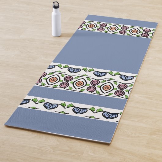 ピーチピンク&ブルーストライプ ヨガマット (インサイチュ)