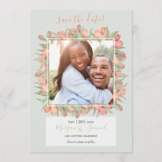 ピーチピンク&ミント春チューリップ セーブザデート (正面)