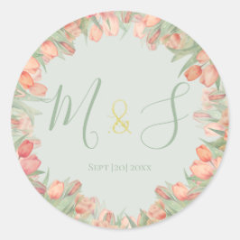 ピーチピンク＆ミント 春のチューリップ 初回 ラウンドシール