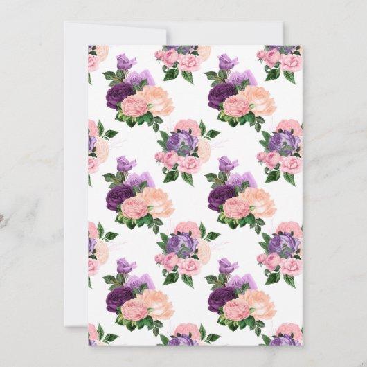ピーチピンク&ラベンダーパープルフローラシャワーバイメール 招待状 (裏面)