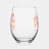 ピーチピンク レトロ ぼんやりとエンゲージ ステムなしワイングラス (左)