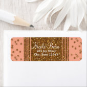 ピーチピンク&金ゴールド紙吹雪グラマー住所 シール (インサイチュ)