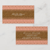 ピーチピンク&金ゴールド紙吹雪ドットビジネスカード 名刺 (正面/裏面)