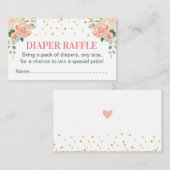 ピーチピーニーオムツラッフルチケットガールベビーシャワー エンクロージャーカード (正面/裏面)
