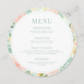 ピーチピーニーフラワーズミント結婚ズラウンドフラットメニュー メニュー (正面)