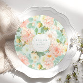 ピーチピーニーフラワーズミント結婚ズラウンドフラットメニュー メニュー