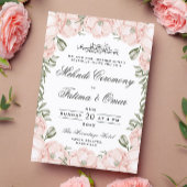 ピーチピーニーフローラフレームイスラムメーンディ式 招待状