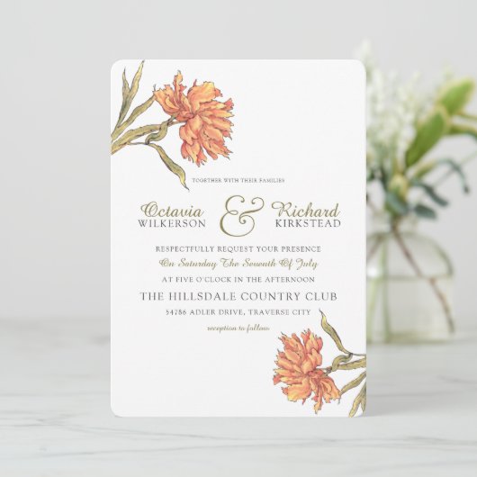 ピーチピーニーフローラ結婚式招待状 招待状 (スタンド正面)