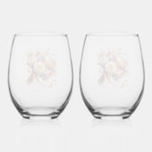 ピーチピーニーブーケ ステムなしワイングラス (裏面)