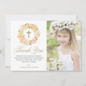 ピーチピーニーリースファーストホーリーコミュニオンフォト サンキューカード (正面)