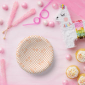 ピーチファズさくらんぼジンガムパターン ペーパーボウル (パーティー)