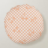 ピーチファズさくらんぼジンガムパターン ラウンドクッション (裏面)