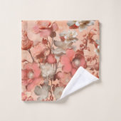 ピーチファズという，ピンクがかったオレンジ色の柔らかい色相 バスタオルセット (ウォッシュタオル)