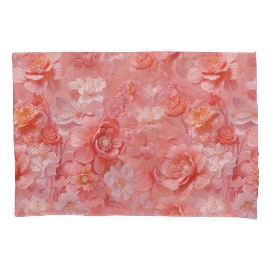 ピーチファズという,ピンクがかったオレンジ色の柔らかい色相 枕カバー (正面)