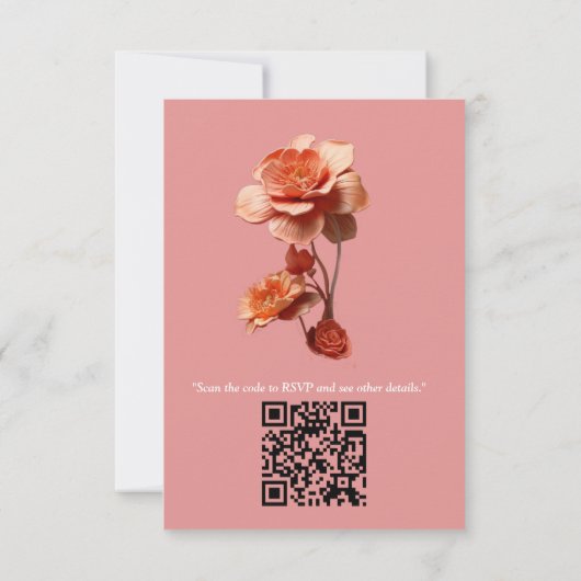 ピーチファズという，ピンクがかった柔らかい色合い 出欠カード (裏面)