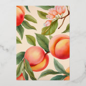 ピーチファズとゴールドフォイルのベビーシャワー 箔招待状 (裏面)