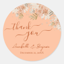 ピーチファズと錆の水の色の結婚式RSVP ラウンドシール