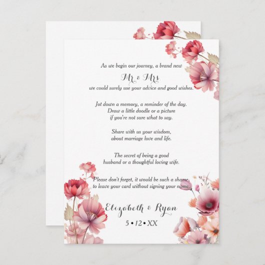 ピーチファズの結婚アドバイスと祝福カード アドバイスカード (正面/裏面)