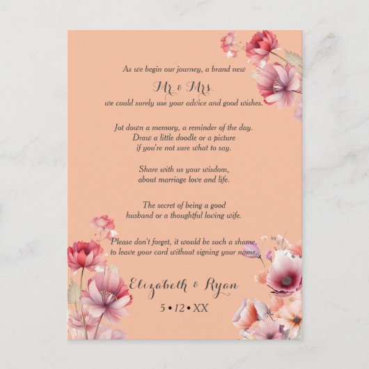 ピーチファズの結婚アドバイスと祝福メッセージカード アドバイスカード (正面)