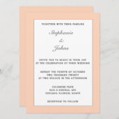 ピーチファズエレガントパステルシンプルミニマル結婚ズ 招待状 (正面/裏面)