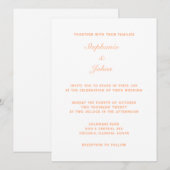 ピーチファズエレガントホワシンプルイミニマルト結婚 招待状 (正面/裏面)