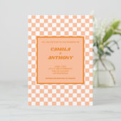 ピーチファズオレンジチェッカージンジャムパターン 招待状 (スタンド正面)