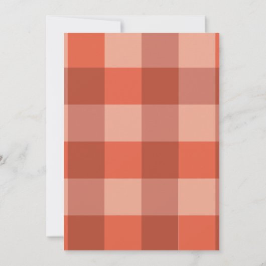 ピーチファズオレンジチェッカーボードピーチファズ結婚ズ 招待状 (裏面)