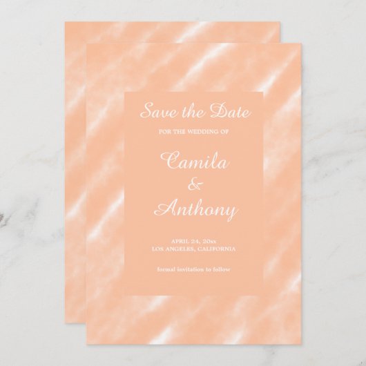 ピーチファズカラーウォーターの色抽象芸術パターン 招待状 (正面/裏面)