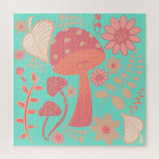 ピーチファズカラーザマッシュルームのフローラ ジグソーパズル (縦)