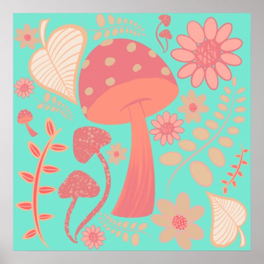ピーチファズカラーザマッシュルームのフローラ ポスター (正面)
