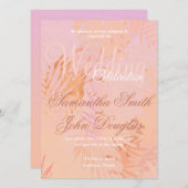 ピーチファズクラシックミニマモダンリス結婚ト 招待状 (正面/裏面)