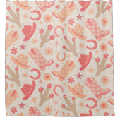 ピーチファズグルービー女性のカーボーイブーツと帽子パターン シャワーカーテン (正面)