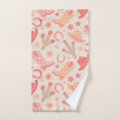 ピーチファズグルービー女性のカーボーイブーツと帽子パターン バスタオルセット (ハンドタオル)