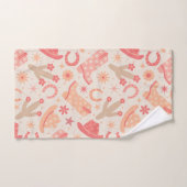 ピーチファズグルービー女性のカーボーイブーツと帽子パターン バスタオルセット (ハンドタオル)