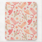 ピーチファズグルービー女性のカーボーイブーツと帽子 マウスパッド (正面)