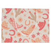 ピーチファズグルービー女性のカーボーイブーツと帽子 ラージペーパーバッグ (裏面)