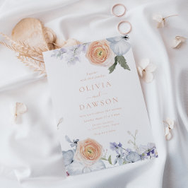 ピーチファズダスティブルーエレガモダンンス結婚ズ 招待状