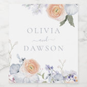 ピーチファズダスティブルーモダントレンディー結婚ズ ワインラベル (シングルラベル)