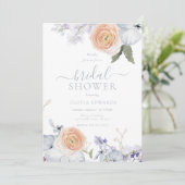 ピーチファズダスティブルーモダンブライダルシャワー 招待状 (スタンド正面)