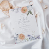 ピーチファズダスティブルーモダンブライダルシャワー 招待状