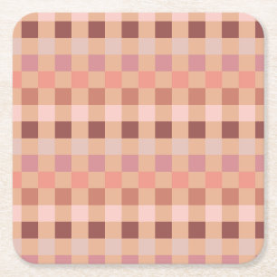 ピーチファズチェッカーボード スクエアペーパーコースター
